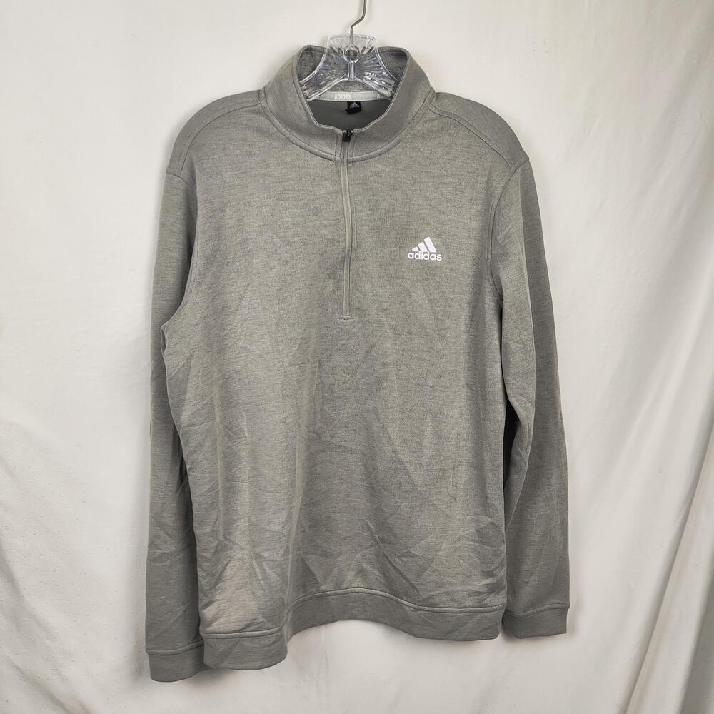 Adidas Golf Sweatshirt Mens Medium Gray Quarter Zip Mock Neck Logo Pullover